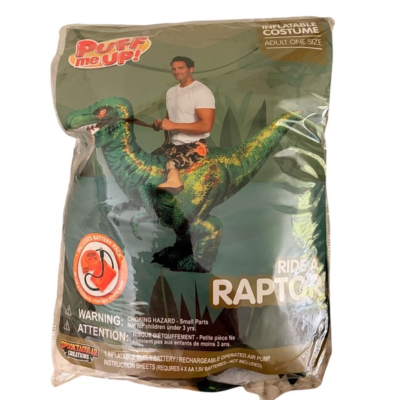 NEW Spooktacular Creations Inflatable Ride a Raptor Costume Adult One Size Green - Picture 7 of 7